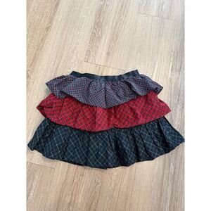 Polo Ralph Lauren Girls Plaid Tiered Ruffle Skirt Red Green Navy Size M 8-10